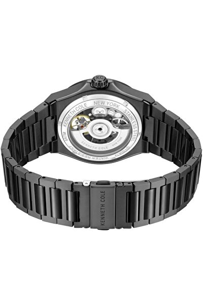 Kenneth Cole New York Verrazzano Men's 43.5mm Automatic Minimalist Watch with Black Dial & Stainless