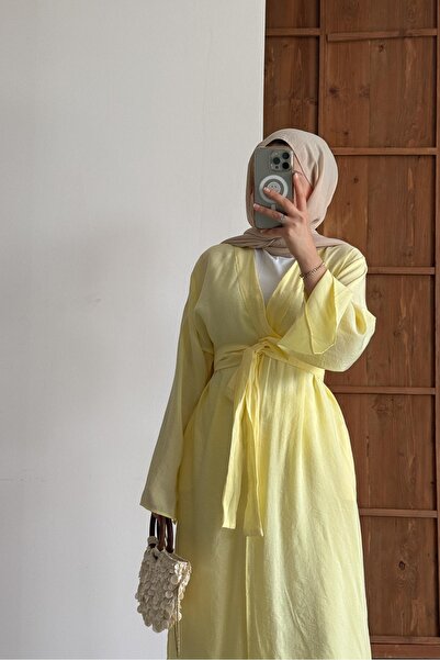 Rimel Moda Dean Kimono Takım Sarı