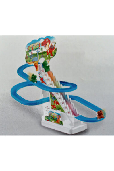 CT-TOYS Sevimli Dinazorlar Merdiven Dön Dolaş Oyunu Işıklı Müzikli Dinozor Kaydırağı