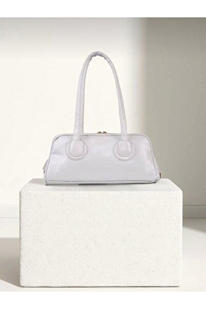 Sargınlar Leydi̇ White Color Long Handle Baguette Hand and Shoulder Bag Bag I