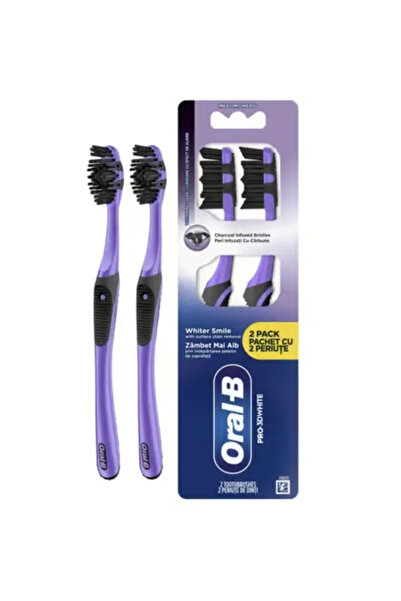 Oral-B Periuta manuala Pro-3DWhite Charcoal, Peri de duritate medie, 2 buc
