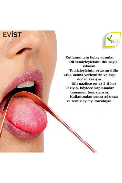 EVİST Dil Temizleme %100 Saf Bakır Temizlik Aleti Dil Fırçası Dil Kaşığı,dil ...
