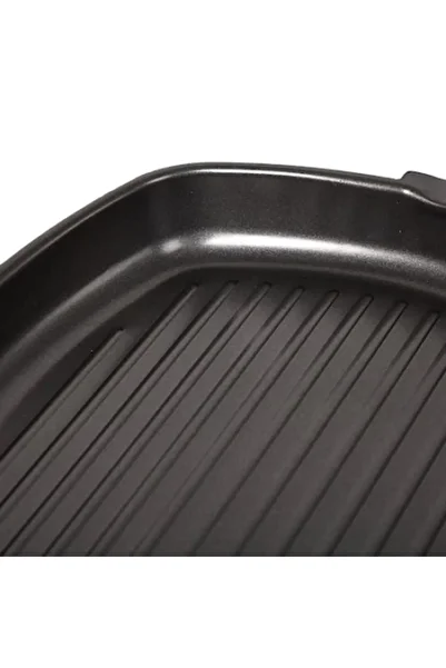 FOXMAG24 Grill pan, with heat-resistant glass lid, dimensions 28x28 cm, with wooden handle