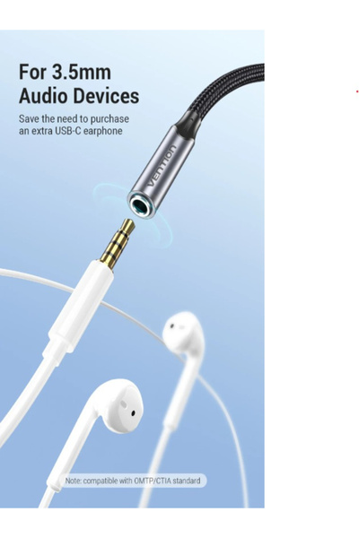 Vention USB-C Male to 3.5mm Earphone Jack Compatible with Samsung,Huawei,Xiaomi,iPad Pro,MacBook