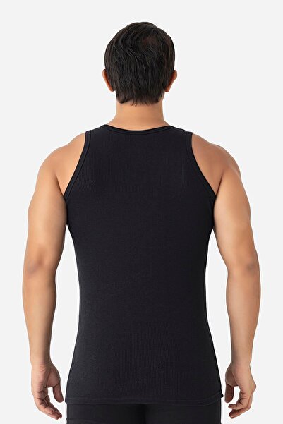 Arma Yıldız Pack of 6 Black Men's Mesh Tank Tops Cotton Perforated Summer Men's Tank Tops