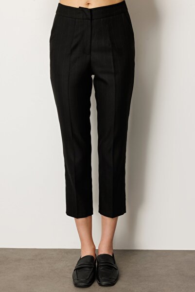 Ekol Straight Cut Striped Trousers 5125-26K Black