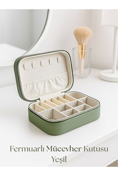 ARVALE Fermuarlı Seyahat Takı Kutusu – Çok Bölmeli Şık Organizer, Kolye Küpe Yüzük Takı Düzenleyici Çanta