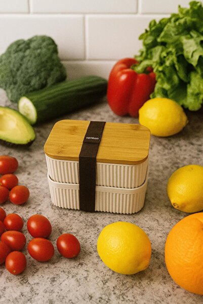 MEYA PİNE حاوية تخزين غداء عملية مزدوجة من الخيزران مع غطاء