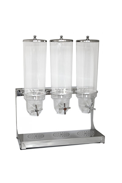 Raki Dispenser,dozator triplu 3,5l cereale,fulgi porumb,ovaz,nuci cromat