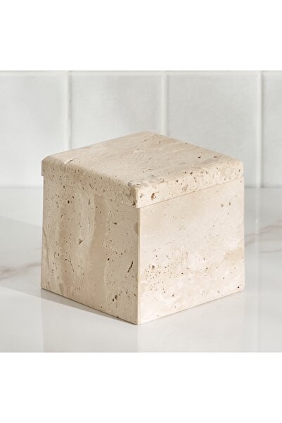 Home Centre Travertine Marble Cotton Jar
