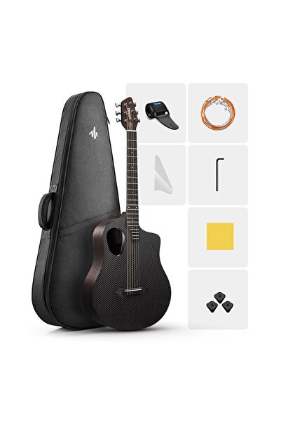 Donner RISING-G1 Carbon Fiber Akustik Gitar Seti (Parlak Siyah)