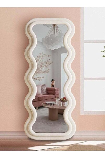 Taimi Large Mirror With Elegant Design160x60cm-Full Length Mirror With Beige Velvet Frame