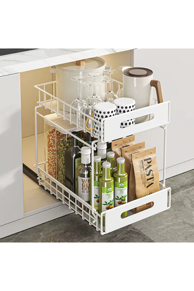 Choice Multifunctional 2-Tier Retractable Storage Rack White