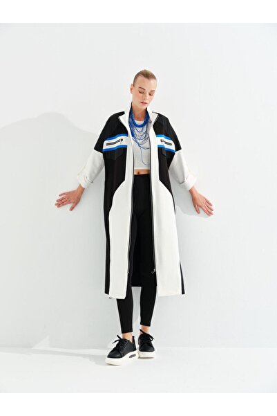 eski Blok Detaylı Penye Trenç