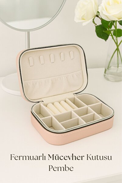 ARVALE Fermuarlı Seyahat Takı Kutusu – Çok Bölmeli Şık Organizer, Kolye Küpe Yüzük Takı Düzenleyici Çanta