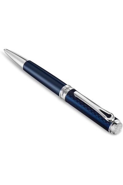 Cerruti 1881 Angelo Pen Half Textured & Carbon Fiber Finish Luxury & Durability (Blue-Silver)
