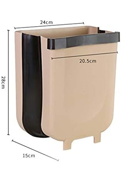 Generic Foldable Hanging Trash Bin by WEYUE, for Home, Living Room, and Kitchen, Brown Color