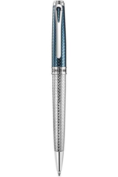 Cerruti 1881 Giovanni Pen Blue Lacquer & Stainless Steel Finish, Signature Br...