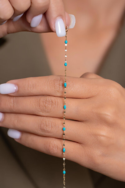 Bayar Gold 14 Ayar Altın Turkuaz Aynalı Bileklik