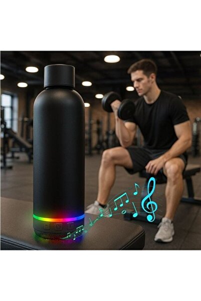 OEM Insulated Bottle with Integrated Bluetooth Speaker, 430 ml, Black Matte – 12h Hot/24h Cold
