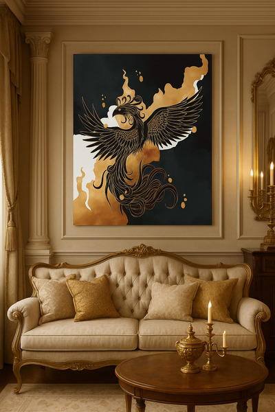 KanvasSepeti Bohemian Landscape Print Ornamental Canvas Oil Painting Textured...