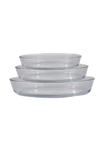 Generic 3-Piece Clear Oval Glass Baking Tray Set