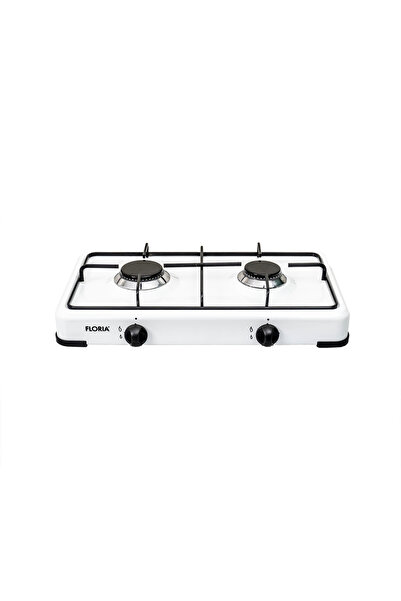 Floria 2-burner gas stove, cylinder supply, white ZLN7129