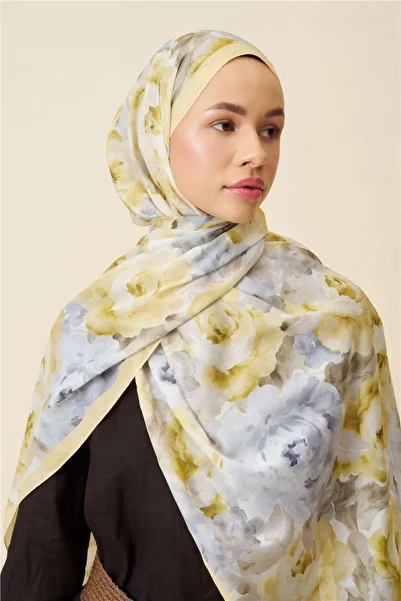İpekhan Fine Cotton Viscose Soft Shawl with Large Flower Pattern, Light and Stylish Shawl