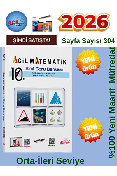 Acil Yayınları 2025-2026 Müfredat 10.Sınıf Acil Matematik Soru Bankası %100 Y...