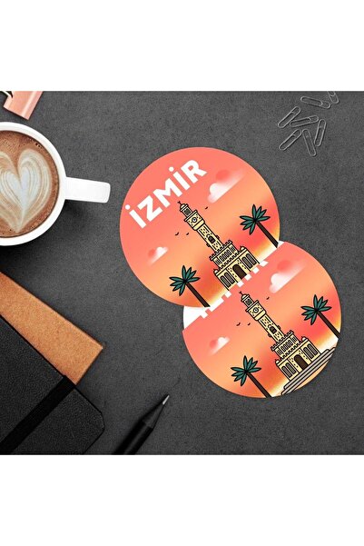 Çılgıntrend Izmir Designed Set of 2 Mdf Coasters