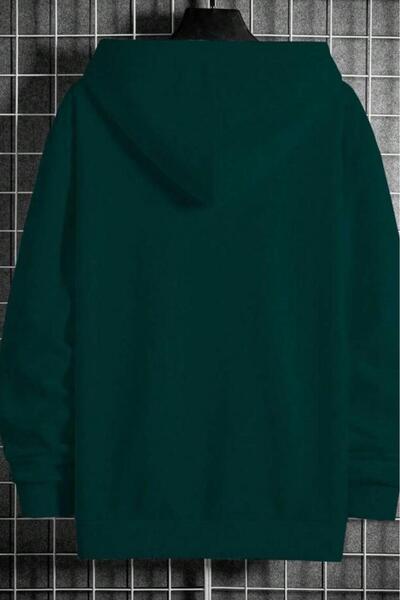 NO 601 Men's Green Originals Printed Hooded Cotton Sweatshirt