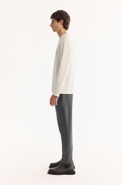 Avva Erkek Ekru Bisiklet Yaka Viskon Karışımlı Bi-Stretch Basic Regular Fit Sweatshirt B001081