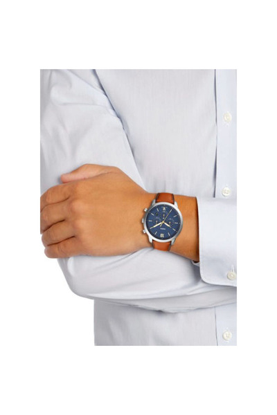 Fossil Men's Analog Round Wrist Watch With Leather Strap FS5453