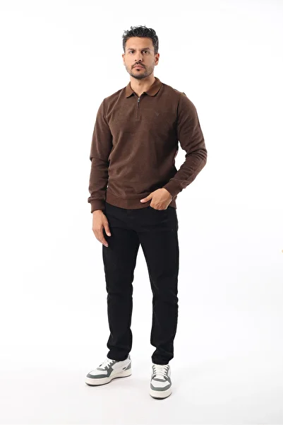 Rodrigo Men's Zippered Polo Neck Slim Fit Sweatshirt