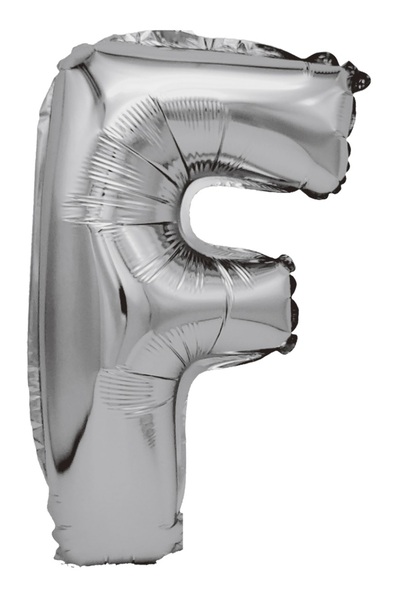 SDX Market Silver metallic foil balloon, Mirific Party, Letter F, 40 cm, Silver