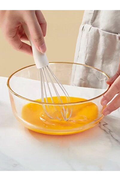 Multiamo 2-Piece Silicone Cake Ayran Soup Mixer Egg Pudding Sauce Cream Cheese Whisk Beater Gray