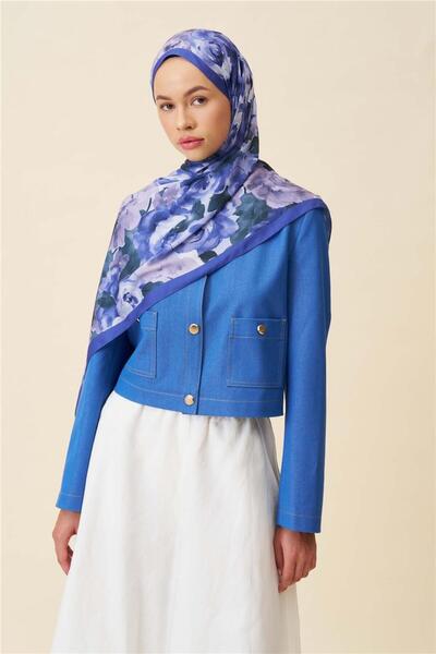 İpekhan Fine Cotton Viscose Soft Shawl with Large Flower Pattern, Light and Stylish Shawl
