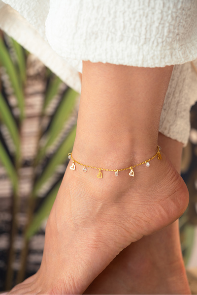 Silvano Jewelry 925 Ayar Gümüş Taşlı Kalp Halhal