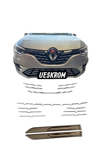 ueskrom Renault Megane 4 Krom Ön Panjur - Ön Tampon ve çamurluk krom Seti 15 ...