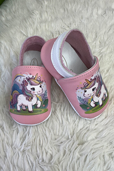 Beybium Pegasus Printed Genuine Leather Baby Shoes Pink
