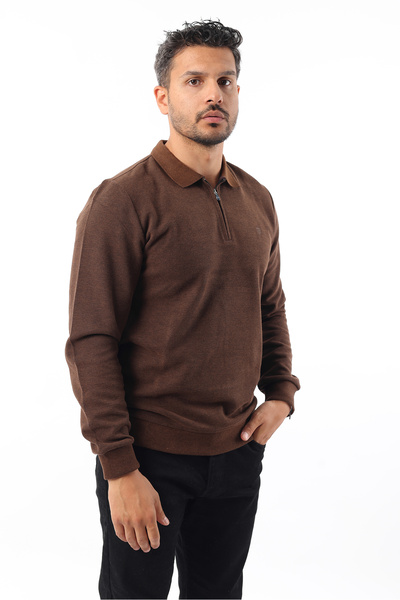 Rodrigo Men's Zippered Polo Neck Slim Fit Sweatshirt