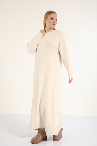 Suede Style 40961 - Stylish Comfortable Biscuit Collar Full Length Women's Dress