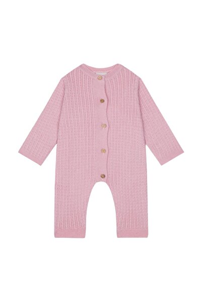 Antebies Pink Herringbone Knit Jumpsuit
