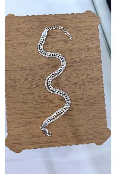 Aykat Midyat Hasırı Zincirli Gümüş Bileklik BLK-422