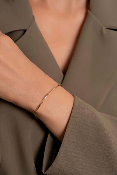 Bayar Gold 14 Ayar Altın İnce Kıvrımlı İtalyan Bileklik