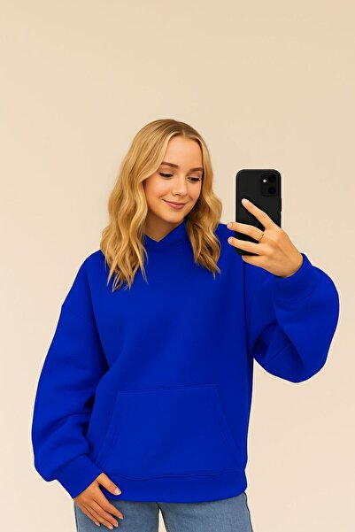 DM DOLCE MORE سترة رياضية بغطاء للرأس للجنسين مصنوعة من القطن الممشط بثلاث خيوط