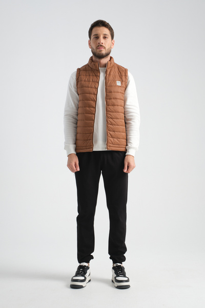 Shooter Sportswear Men's Lightweight Puffer Vest Regular Fit Zippered Tan