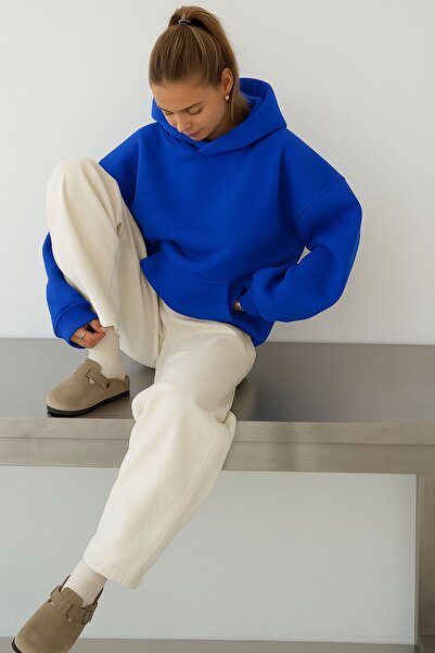 DM DOLCE MORE سترة رياضية بغطاء للرأس للجنسين مصنوعة من القطن الممشط بثلاث خيوط