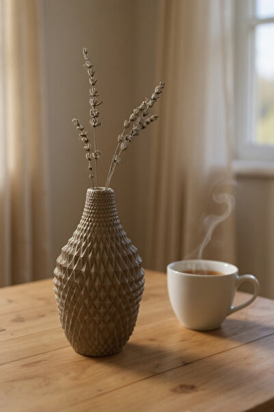 ardesta Vază decorativă din pulbere de piatră realizată manual 19 cm – Obiect mare și elegant de decorare a casei, vază modernă pentru flori artificiale