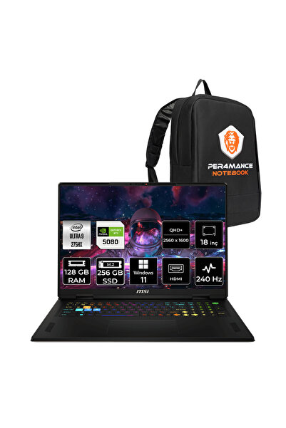 MSI Vector 18 HX AI Ultra 9 275HX 128GB 256GB SSD RTX5080/12GB 175W 18" QHD+ ...